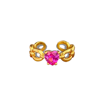 Pink heart-shaped zircon ring