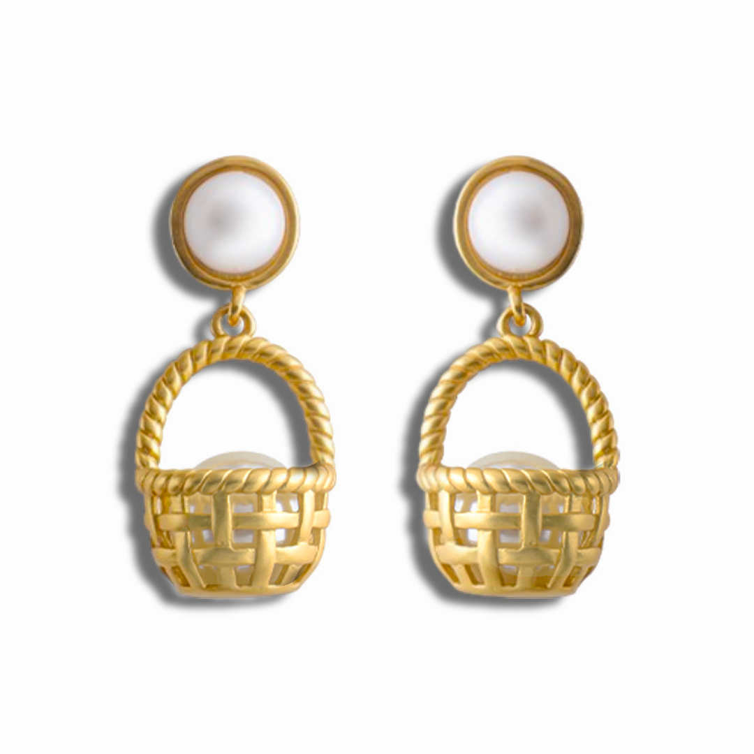 "Basket Pearl" Earrings