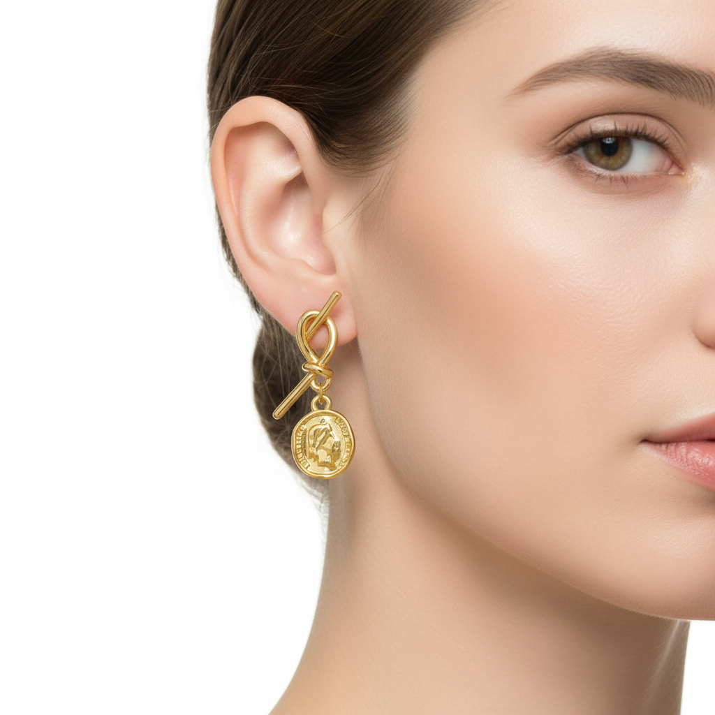 Tied Coin Earrings