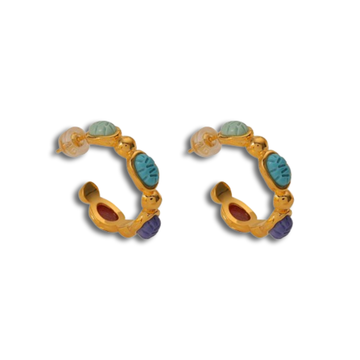 Egyptian faience style C-shaped earrings