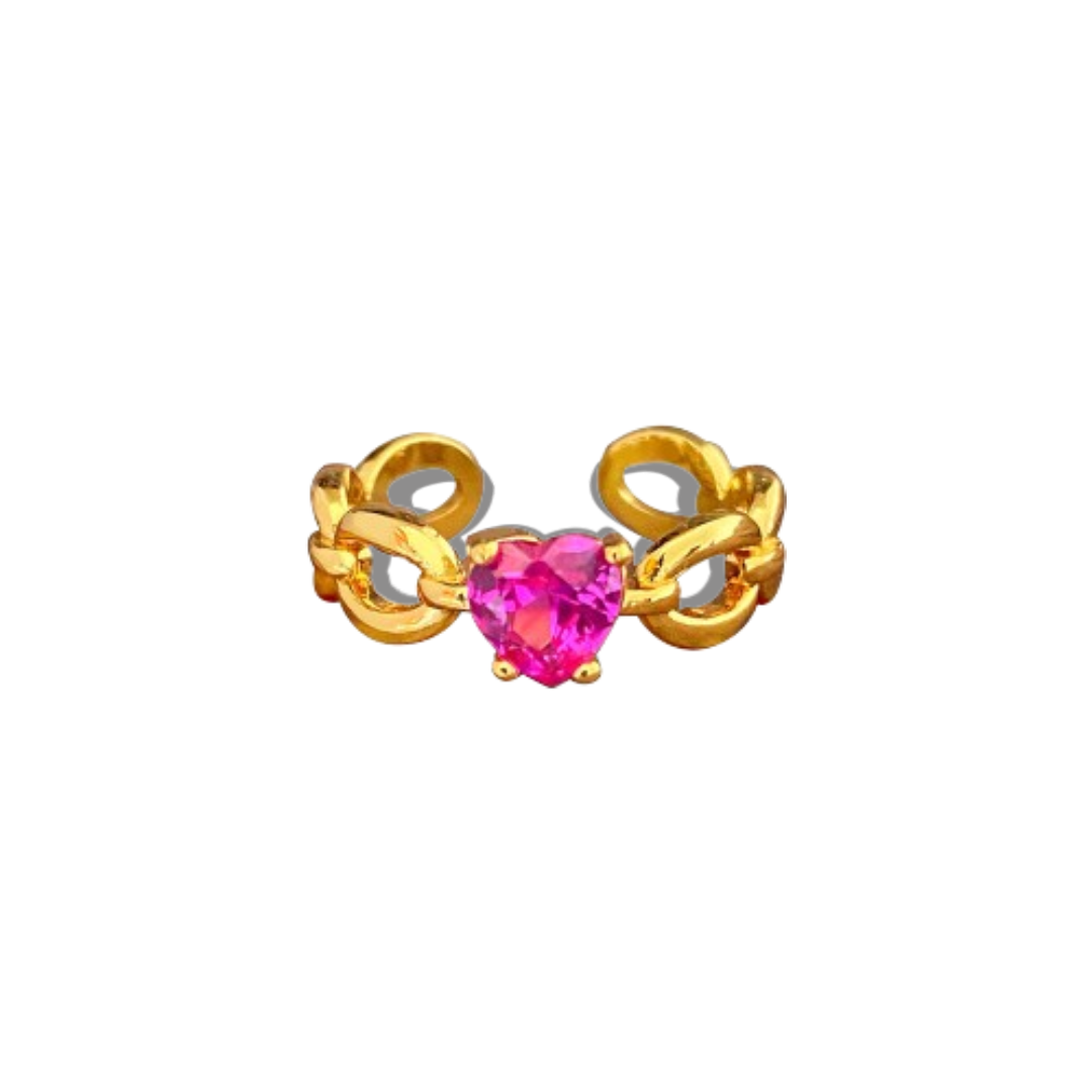 Pink heart-shaped zircon ring