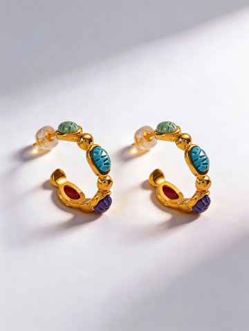 Egyptian faience style C-shaped earrings