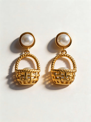 "Basket Pearl" Earrings