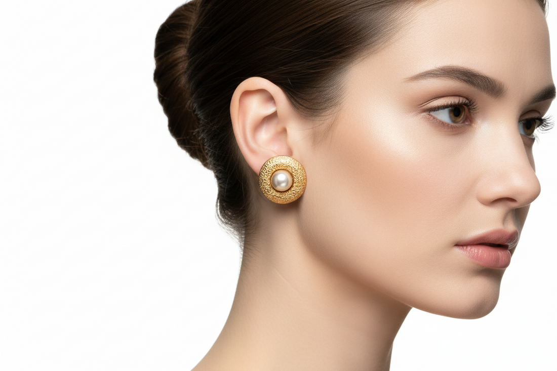 Doughnut-shaped pearl earrings