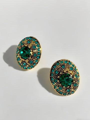 Gold Tone Halo Stud Earring