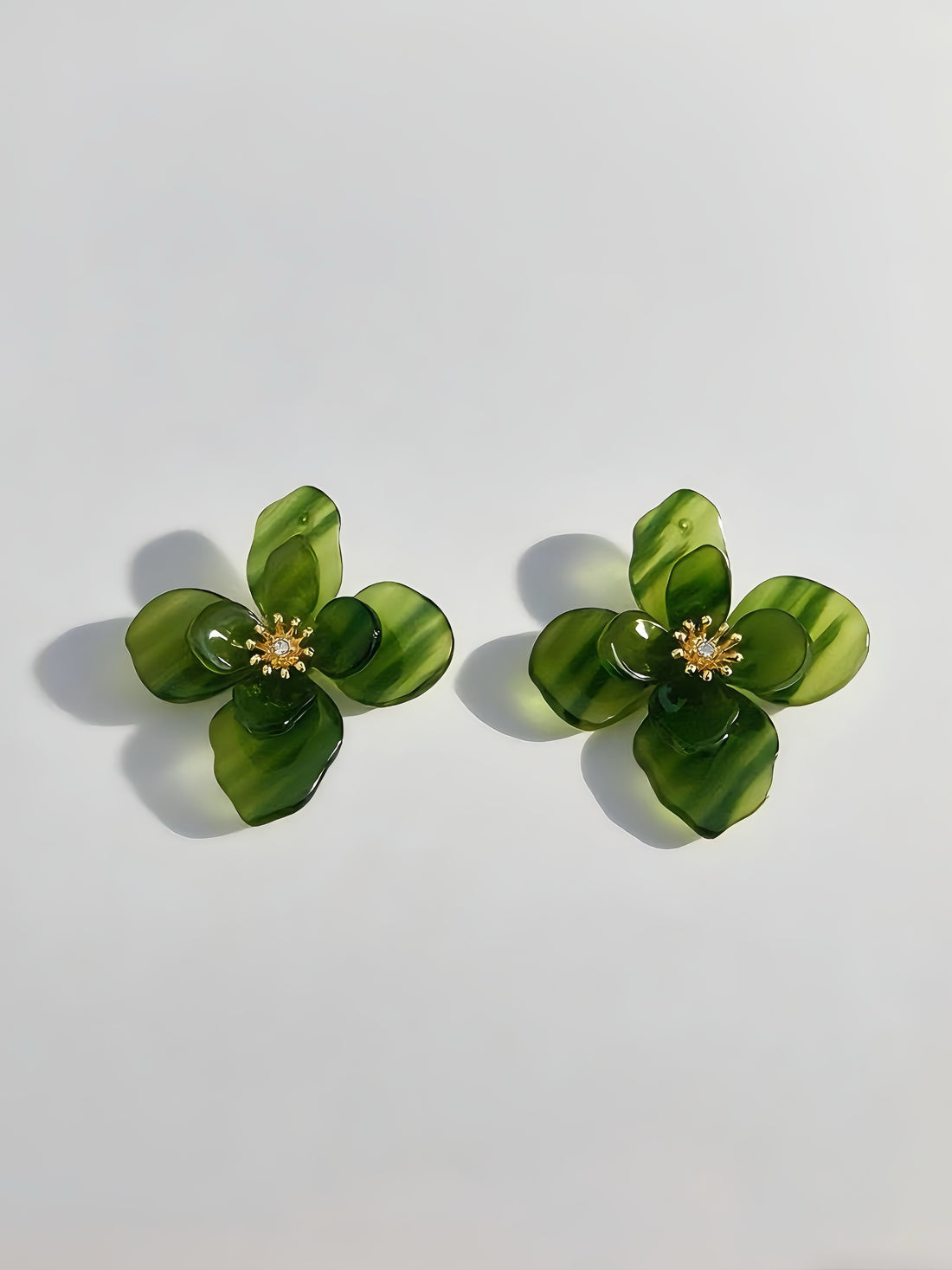 Moss Green Resin Flower Earring