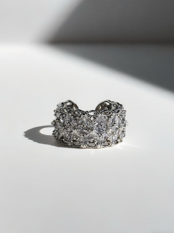 Wide Band Floral Etched Ring