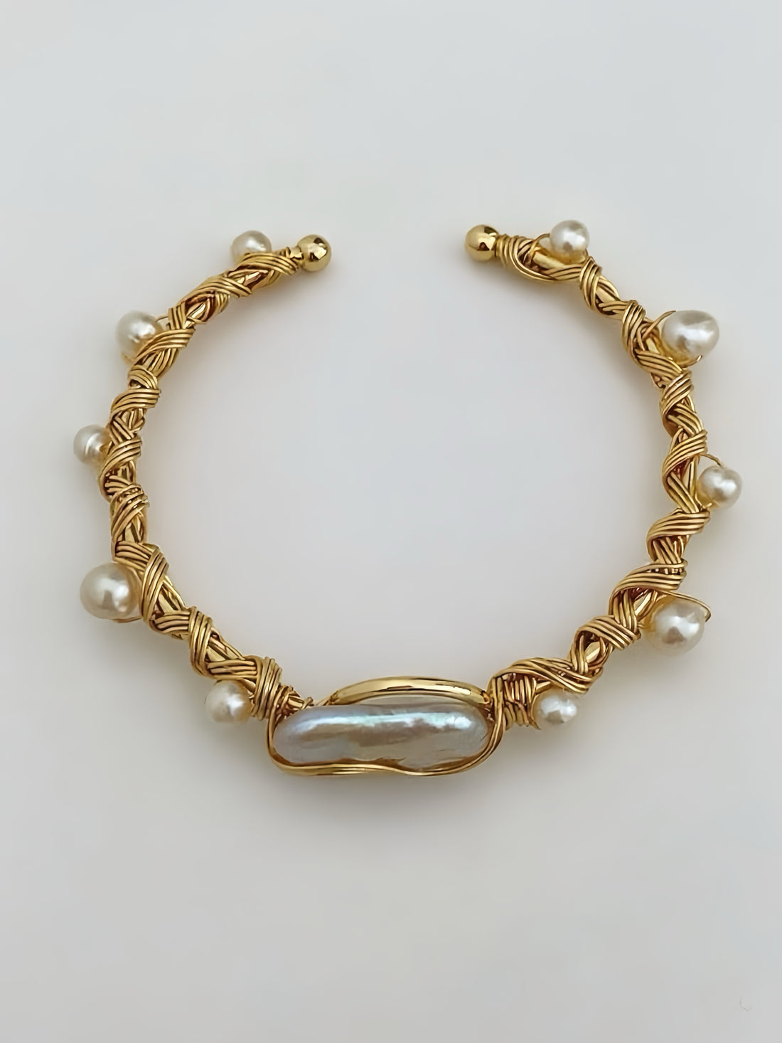 Woven Pearl Statement Cuff